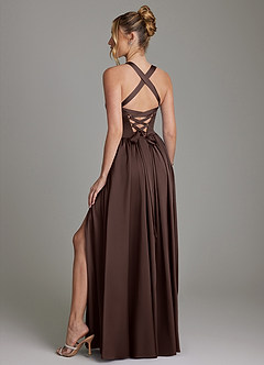 Azazie Francis Bridesmaid Dresses Ganache A-Line Corset Stretch Satin Dress image7