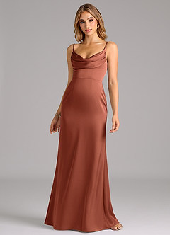 Azazie Aimee Bridesmaid Dresses Clay A-Line Sweetheart Neckline Stretch Satin Dress image4