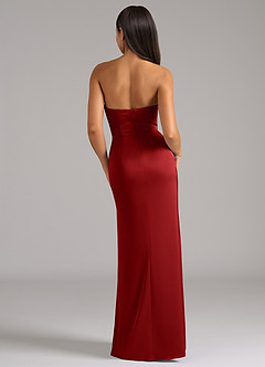 Azazie Marla Bridesmaid Dresses Pomegranate Sheath Strapless Stretch Satin Convertible Dress image6