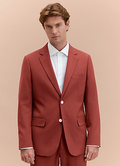 front James Terracotta Structured Stretch Suit Jacket
