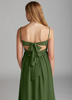 Azazie Zeya Junior Olive A-Line Chiffon Dress image2