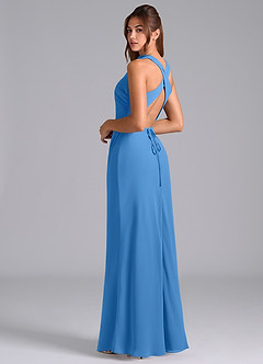 Azazie Evadne Bridesmaid Dresses Blue Jay A-Line Pleated Chiffon Dress image2