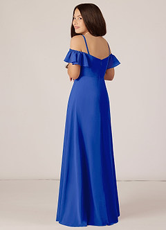 Azazie Juna Junior Royal Blue A-Line Off the Shoulder Chiffon Dress image5