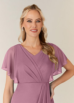 Azazie Waverly Mother of the Bride Dresses Vintage Mauve Sheath Pleated Mesh Dress image6