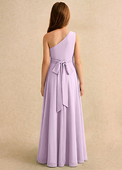 Azazie Puddles Junior Formal Flower Girl Dresses Frosted Lilac A-Line One Shoulder Chiffon Dress image2