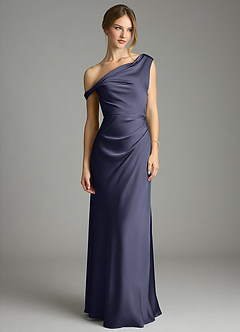 Azazie Emerson Bridesmaid Dresses Stormy Mermaid Off the Shoulder Stretch Satin Dress image3