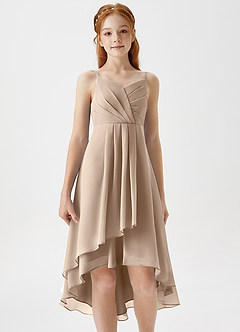 Azazie Mariam Junior Linia A Pofałdowany Szyfon Asymetryczny Młodsza druhna Sukienka image5