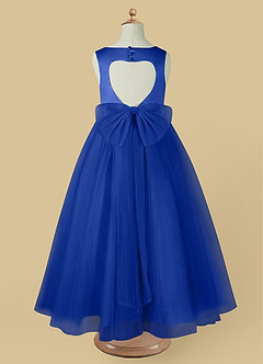 Azazie Muni Flower Girl Dresses Royal Blue A-Line Bow Tulle Dress image3