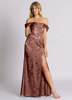 Azazie Saige Brudtärnklänningar Klä av Sjöjungfru i Jacquard Av axeln Espresso image4