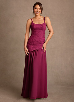 Azazie Flossie Mother of the Bride Dresses Burgundy A-Line Pleated Chiffon Dress image4