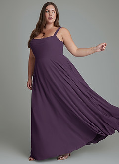 Azazie Shaude Bridesmaid Dresses Plum A-Line Pleated Chiffon Dress image10