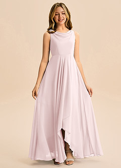 Azazie Mannie Junior Linia A Pofałdowany Szyfon Asymetryczny Młodsza druhna Sukienka image3