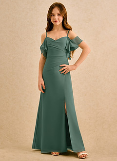 Azazie Pippy Girls Formal Flower Girl Dresses Sea Moss A-Line Sweetheart Neckline Chiffon Dress image1