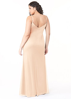 Azazie Deandra Bridesmaid Dresses Pearl Pink Mermaid Pleated Mesh Dress image2