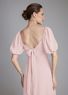 Azazie Fatima Probar vestidos en casa Vestido de Rosa Rubor de Gasa de Corte en A con Con bolsillos image2