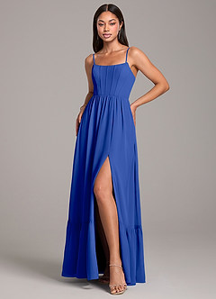 Azazie Kailee Bridesmaid Dresses Royal Blue A-Line with Pockets Chiffon Dress image5