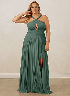 Christian Siriano Bridal for Azazie 1009 Bridesmaid Dresses Sea Moss A-Line Pleated Chiffon Dress image11