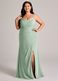 Azazie Deandra Bridesmaid Dresses Agave Mermaid Pleated Chiffon Dress image7