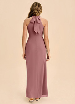 Azazie Doretta Junior Robe Fourreau en Mousseline de soie Plissée Rose Du Désert image2