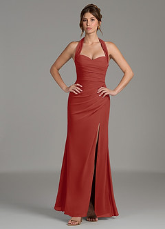 Azazie Destiny Bridesmaid Dresses Terracotta Mermaid Sweetheart Neckline Chiffon Dress image1