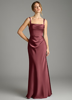 Azazie Alouette Bridesmaid Dresses Merlot Mermaid Pleated Stretch Satin Dress image1