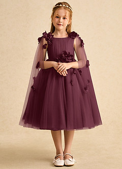 Azazie Staria Abiti da Ragazza di Fiori Abito Principessa in Tulle Increspato Cabernet image1