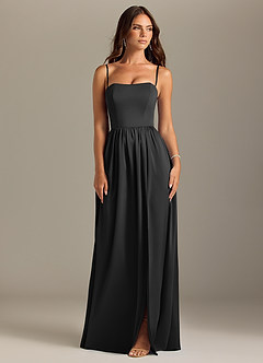 Azazie Calianna Bridesmaid Dresses Black A-Line Off the Shoulder Stretch Satin Convertible Dress image8