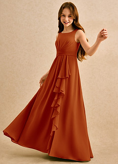 Azazie Chibi Girls Formal Sukienki dla dziewczynek sypiących kwiaty Linia A Pofałdowany Szyfon Długość podłogi Sukienka image5