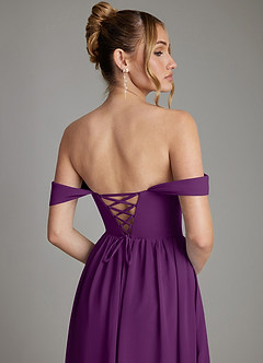 Azazie Caterina Bridesmaid Dresses Grape A-Line Corset Chiffon Dress image7