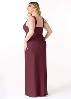 Azazie Denice Bridesmaid Dresses Cabernet Sheath Pleated Chiffon Dress image12