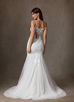 Azazie Denise Suknie ślubne Syrena Cekiny Tiul Pociąg Kapliczny Sukienka image2