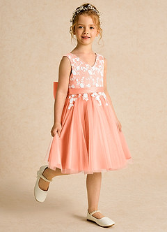 Azazie Butterfly Flower Girl Dresses Sunset A-Line Lace Dress image3