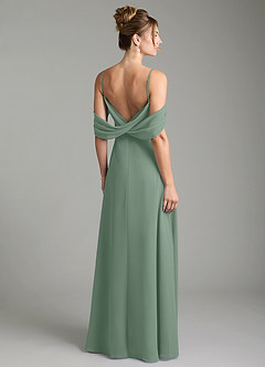 Azazie Mercedes Bridesmaid Dresses Silver Sage A-Line Off the Shoulder Chiffon Dress image2