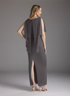 Azazie Aspyn Mère de la mariée Robes Robe Fourreau en Maille Perlé Gris Acier image8