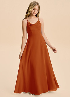 Azazie Gia Junior A-Linie Plissee Chiffon Kleid Paprika image4