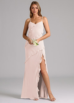 Azazie Nancie Bridesmaid Dresses Rose Petal Mermaid Ruched Chiffon Dress image8