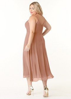 Azazie Clarissa Bridesmaid Dresses Champagne Rose A-Line V-Neck Chiffon Dress image10