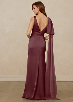 Christian Siriano Bridal for Azazie 1011 Bridesmaid Dresses Sangria Mermaid Bow Stretch Satin Dress image2