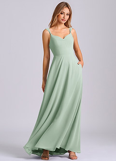 Azazie Beatrice Bridesmaid Dresses Agave A-Line Sweetheart Neckline Chiffon Dress image1
