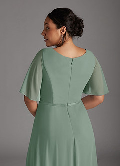 Azazie Tricia Abiti per la Madre della Sposa Abito A-Line in Chiffon con Scollo a V a Pieghe Salvia Argentata image12