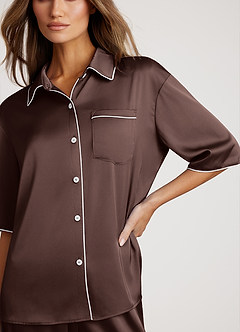 front Ensamble de Pyjama Manches Courtes en Satin
