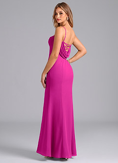 Azazie Wynni Bridesmaid Dresses Fuchsia Mermaid Corset Chiffon Dress image5