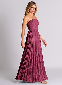 Azazie Mariana Robes de demoiselle d'honneur Robe Trapèze Convertible en Blumen-Burnout Sans bretelles Mûre image6