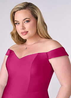 Barbie ♥ Azazie Bridesmaid Dresses Barbie Pink A-Line Off the Shoulder Stretch Satin Convertible Dress image11