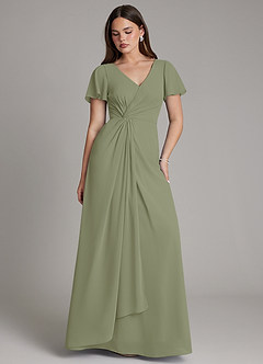 Azazie Kaya Bridesmaid Dresses Pistachio A-Line Pleated Chiffon Dress image1