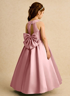 Azazie Daisies Flower Girl Dresses Dusty Rose Ball-Gown Bow Matte Satin Dress image1