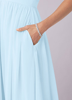 Barbie ♥ Azazie Robes de demoiselle d'honneur Robe Trapèze en Mousseline de soie Corset Bleu Ciel image16