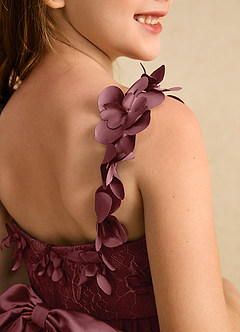 Azazie Tweety Flower Girl Dresses Desert Rose A-Line Lace Tulle Dress image7
