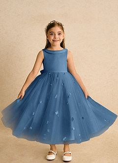 Azazie Angel Abiti da Ragazza di Fiori Abito Principessa in Tulle Fiocco Crepuscolo image3