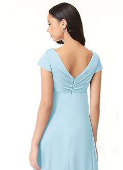 Azazie Allessia Maternity Bridesmaid Dresses A-Line Pleated Stretch Satin Floor-Length Dress image7